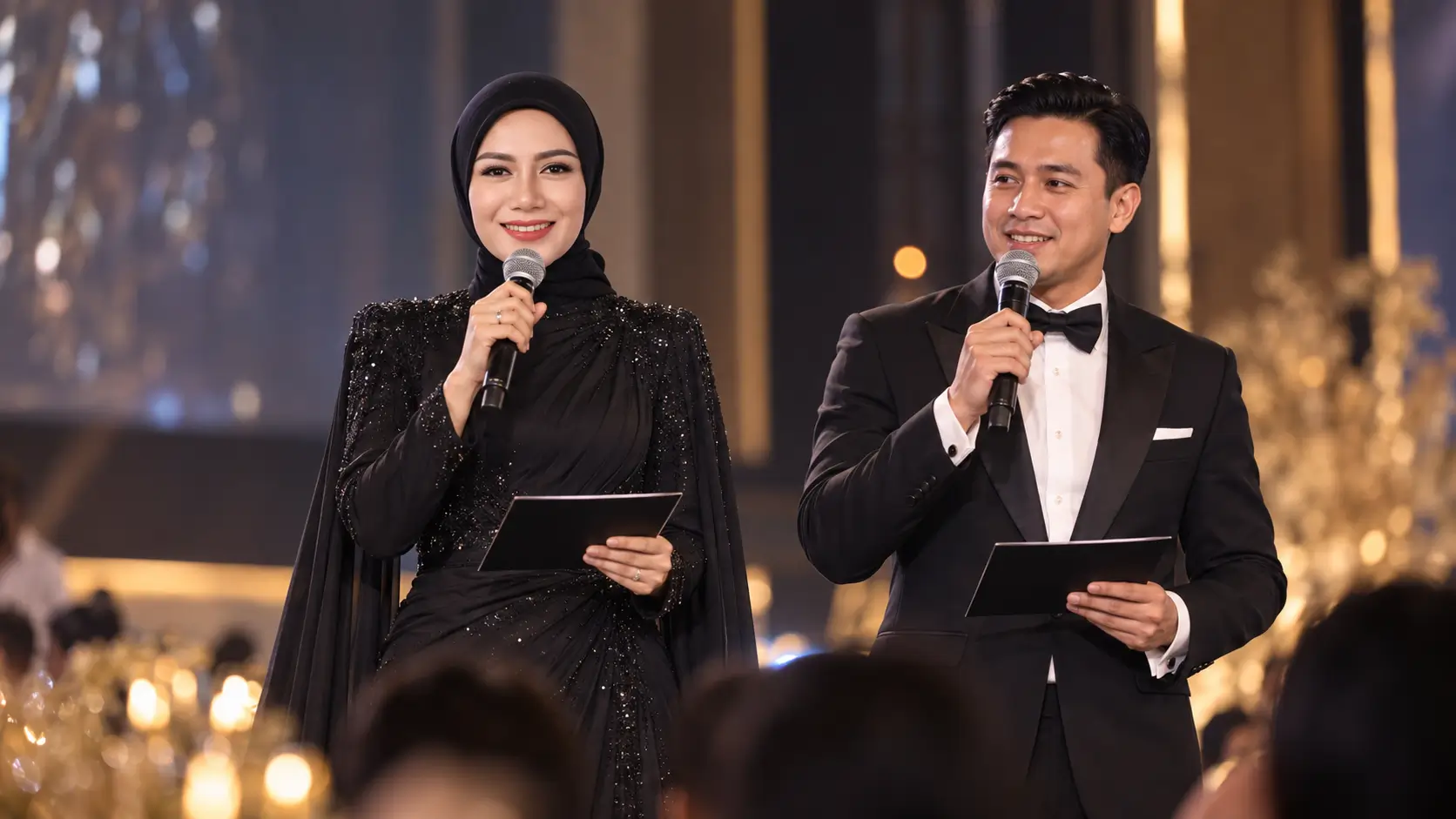 Fanny Naftalena berbicara sebagai MC di atas panggung