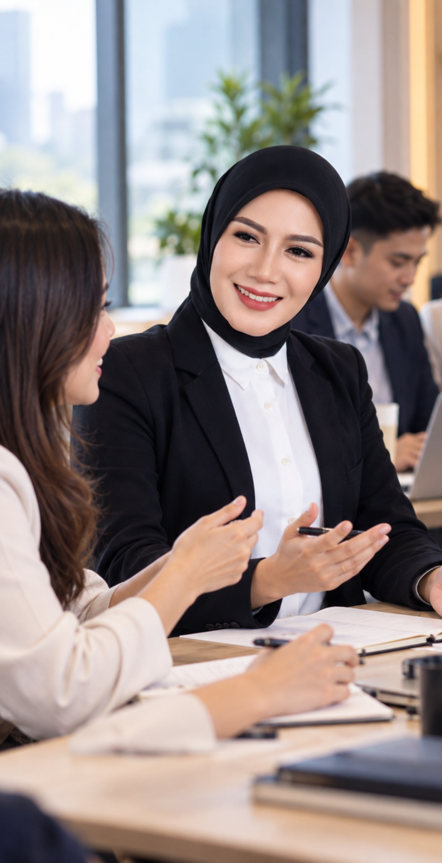Sesi presentasi profesional dengan latar panggung
